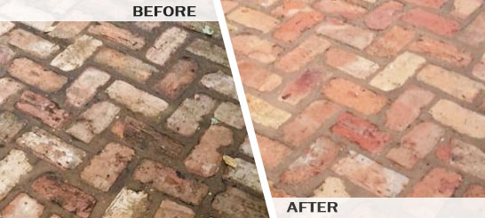 Before and After Pressure Washing Brick